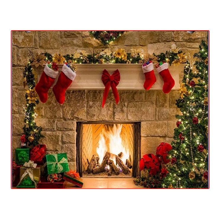 Christmas Layout Fireplace Photography Background Cloth(Yellow) - Camera Accessories by buy2fix | Online Shopping UK | buy2fix