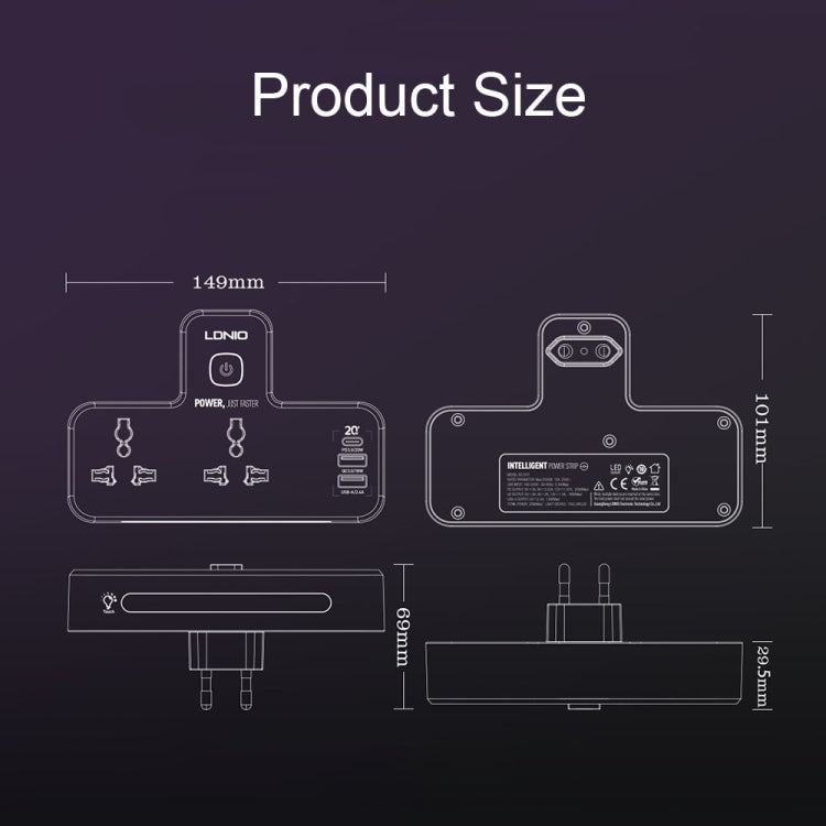 LDNIO SC2311 20W PD+QC 3.0 Multifunctional Home Fast Charging Socket with Night Light, Spec: UK Plug - Extension Socket by LDNIO | Online Shopping UK | buy2fix