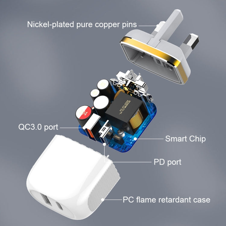 LDNIO A2316C 20W PD+QC 3.0 Phone USB Multi-hole Fast Charger UK Plug with 8 Pin Cable - Mobile Accessories by LDNIO | Online Shopping UK | buy2fix