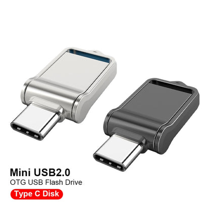 64GB USB 2.0 + Type-C/USB-C High Speed Mini Computer and Phone Dual-purpose Rotary U Disk(Black) - USB Flash Drives by buy2fix | Online Shopping UK | buy2fix