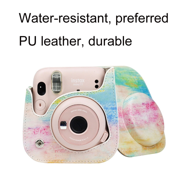 For Instax Mini11 / 9 / 8 PU Cortex Retro Camera Bag Protective Cover(Blue Pink Color) - Camera Accessories by CAIUL | Online Shopping UK | buy2fix