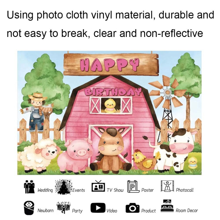 1.5m x 1m Cartoon Farm Animals Photography Backdrop Birthday Party Background Decoration(MDN12821) - Camera Accessories by buy2fix | Online Shopping UK | buy2fix