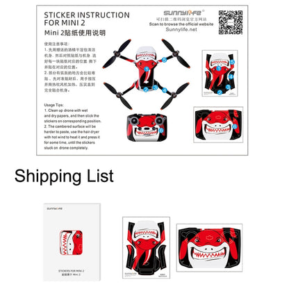 Sunnylife MM2-TZ452 For DJI Mini 2 Waterproof PVC Drone Body + Arm + Remote Control Decorative Protective Stickers Set(Drawing Red) - DJI & GoPro Accessories by Sunnylife | Online Shopping UK | buy2fix