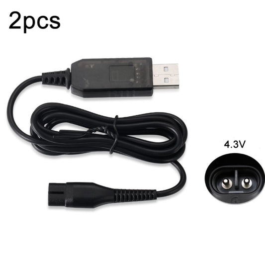 2pcs A00390 4.3V USB Charger Power Cord for PHILIPS Shaver RQ310 S510 YQ300 S100 - Accessories by buy2fix | Online Shopping UK | buy2fix