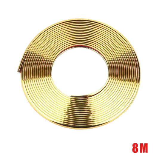 W12 8m/roll Car Universal Reflective Wheel Electroplating Decorative Strip(Gold) - In Car by buy2fix | Online Shopping UK | buy2fix