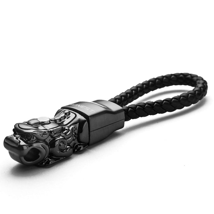 Braided Leather Rope Brave Troops Keychain With LED Light Metal Pendant(Golden+Orange Rope) - In Car by buy2fix | Online Shopping UK | buy2fix