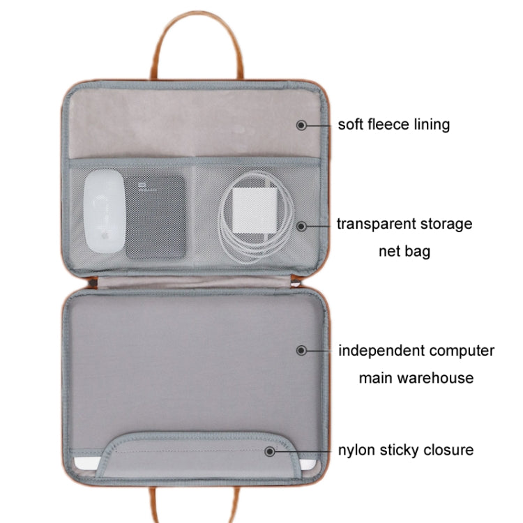 Baona Leather Fully Open Portable Waterproof Computer Bag, Size: 14 inches(Gray Brown) - 14.1 inch by Baona | Online Shopping UK | buy2fix