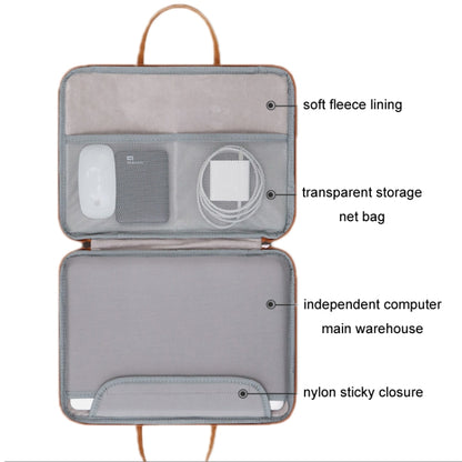 Baona Leather Fully Open Portable Waterproof Computer Bag, Size: 15/15.6/16 inches(Gray Brown) - 15 inch by Baona | Online Shopping UK | buy2fix