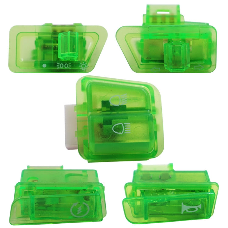 2sets Motorcycle Headlight Horn Steering Switch Accessories(5 in 1 Green) - In Car by buy2fix | Online Shopping UK | buy2fix