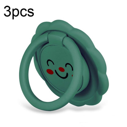 3pcs Sunflower Smiley Mobile Phone Finger Ring Bracket Zinc Alloy Ultra-thin Stand(Dark Night Green) - Ring Holder by buy2fix | Online Shopping UK | buy2fix