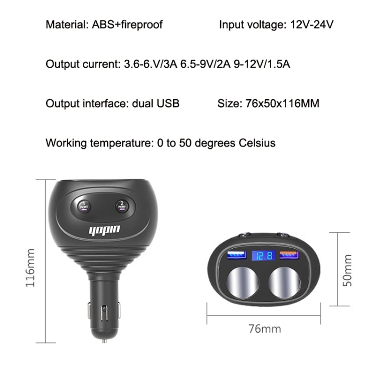 Yopin GC-13 Ordinary Version 5 In 1 Rotatable Dual USB Multifunctional Car Charger - Car Charger by Yopin | Online Shopping UK | buy2fix