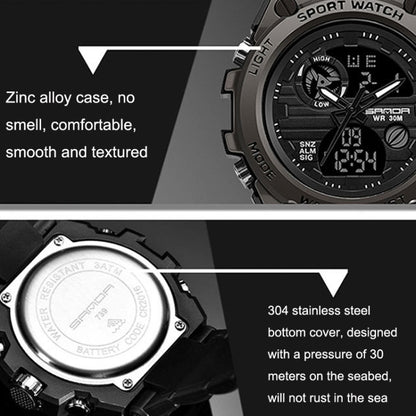SANDA 739 Multifunctional Waterproof Sports Watch Chronograph Calendar Alarm Night Light Watch(Blue) - Sport Watches by buy2fix | Online Shopping UK | buy2fix