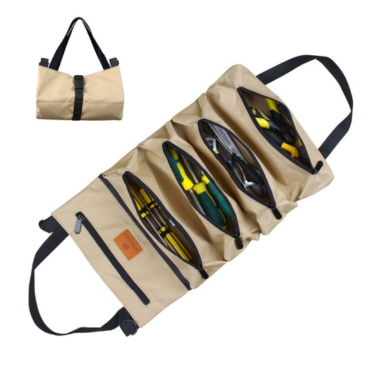 WESSLECO Oxford Cloth Electrical Hardware Hanging Tool Storage Bag(Khaki) - Storage Bags & Boxes by WESSLECO | Online Shopping UK | buy2fix