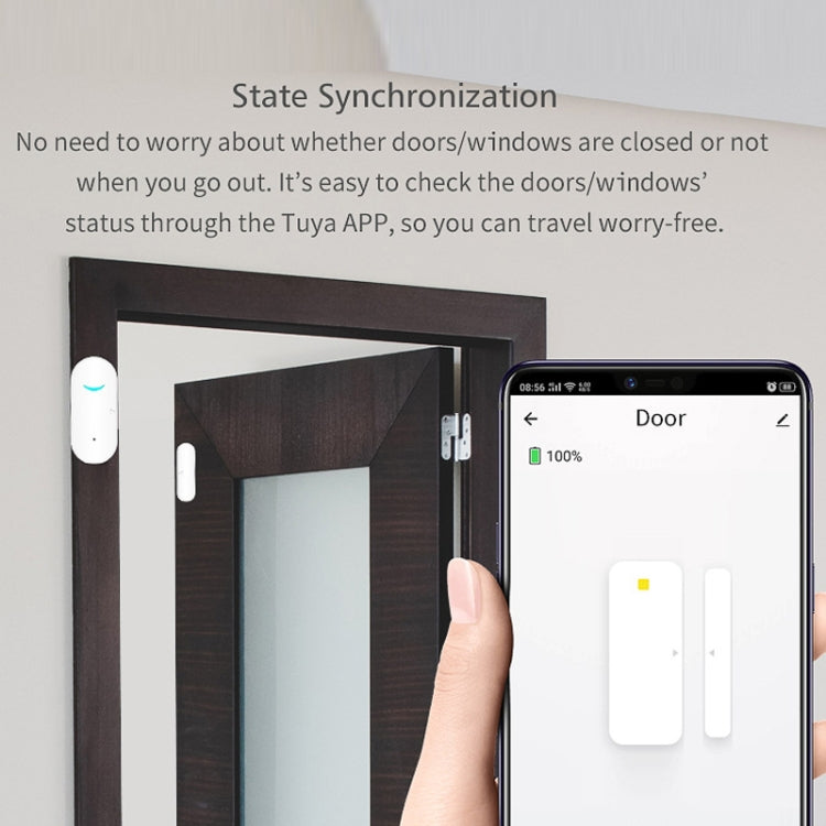 Tuya WiFi Door Magnetic Sensor Remote Intelligent Linkage Doors Windows Switch Anti-alarm APP Reminder Alarm - Security by buy2fix | Online Shopping UK | buy2fix