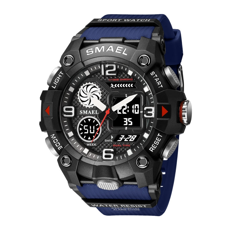 SMAEL 8055 Large Dial Sports Outdoor Waterproof Luminous Multifunctional Electronic Watch(Black Blue) - Sport Watches by SMAEL | Online Shopping UK | buy2fix