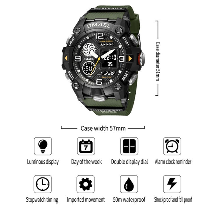 SMAEL 8055 Large Dial Sports Outdoor Waterproof Luminous Multifunctional Electronic Watch(Black Gold) - Sport Watches by SMAEL | Online Shopping UK | buy2fix