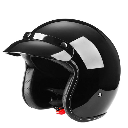 BYB 701 All Seasons Retro Motorcycle Helmet, Size: XL(Bright Black) - Helmets by BYB | Online Shopping UK | buy2fix