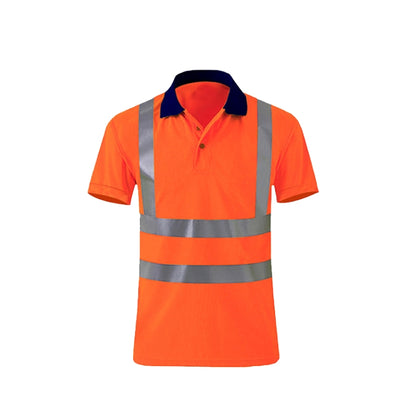 Reflective Quick-drying T-shirt Lapel Short-sleeved Safety Work Shirt, Size: XXXL(Orange Red) - Workplace Safety Supplies by buy2fix | Online Shopping UK | buy2fix