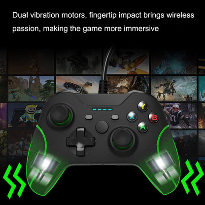 For XBOX One / PC HS-XO304 Wired Handle Dual Vibration With Headphone Jack, Cable Length: 1.8m(Black) - Gamepad by buy2fix | Online Shopping UK | buy2fix