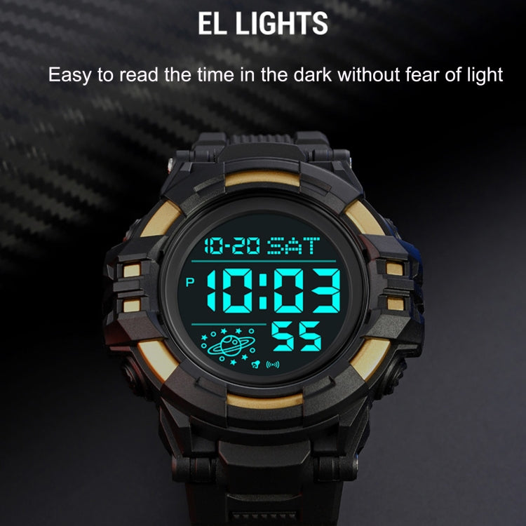 SKMEI 2003 Multifunctional Back Light Sports Watch Mens Countdown Date Alarm Clock Watch(Gold White Machine) - LED Digital Watches by SKMEI | Online Shopping UK | buy2fix