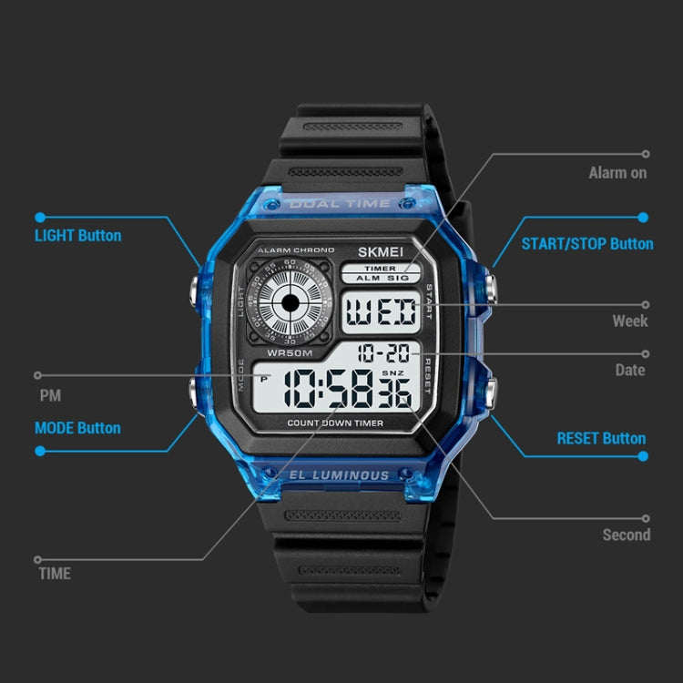SKMEI 1998 Transparent Shell Ice Sensor Outdoor Sports Waterproof Multi-function Watch(Purple) - Sport Watches by SKMEI | Online Shopping UK | buy2fix