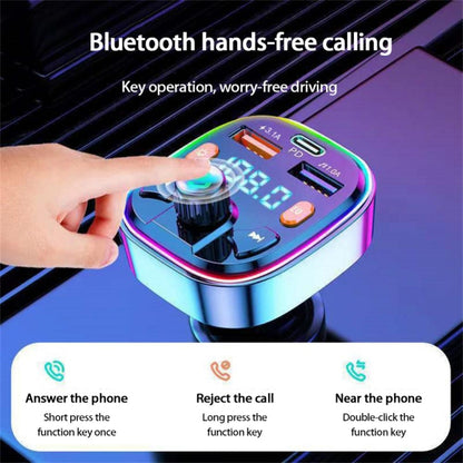 Q3 3.1A USB+PD Bluetooth Car Charger Car FM Transmitter Colorful Lighting -  by buy2fix | Online Shopping UK | buy2fix