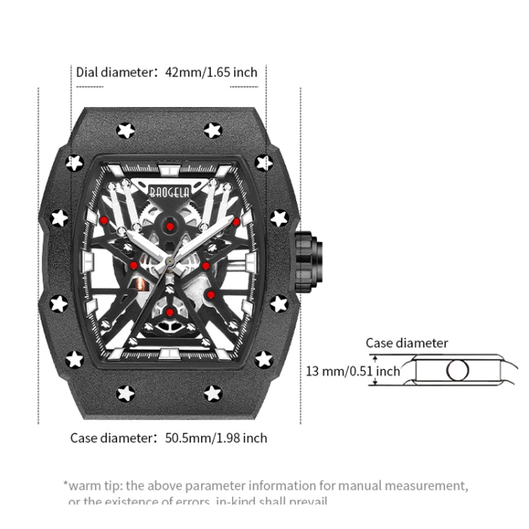 BAOGELA 224147 Wine Barrel Shaped Hollow Night Light Waterproof Sports Silicone Men Watch(Black Shell Red Belt) - Silicone Strap Watches by BAOGELA | Online Shopping UK | buy2fix