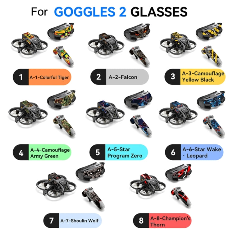 For DJI Avata RCSTQ Body Sticker For Goggles 2 Glasses PVC Colorful Sticker Set(Camouflage Yellow Black) -  by RCSTQ | Online Shopping UK | buy2fix