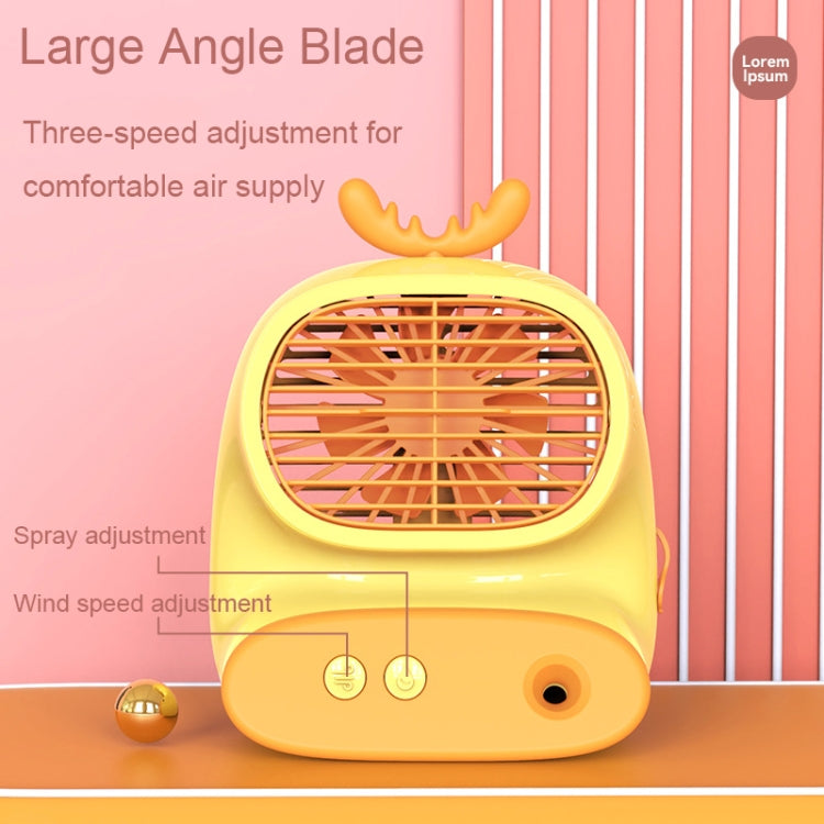 CS1319 Desktop Small Hydrating Spray Cartoon Fan Rechargeable Silent Humidifying Fan(Deer Yellow) - Electric Fans by buy2fix | Online Shopping UK | buy2fix