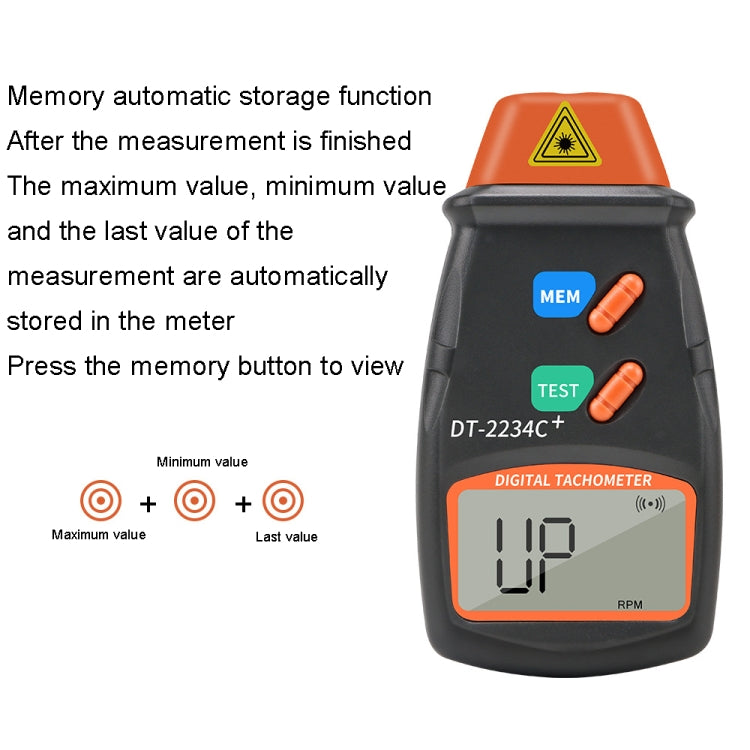 DT2234C+ Handheld Portable Motor Gear Tachometer Laser Tachometer - Tachometers & Anemometer by buy2fix | Online Shopping UK | buy2fix