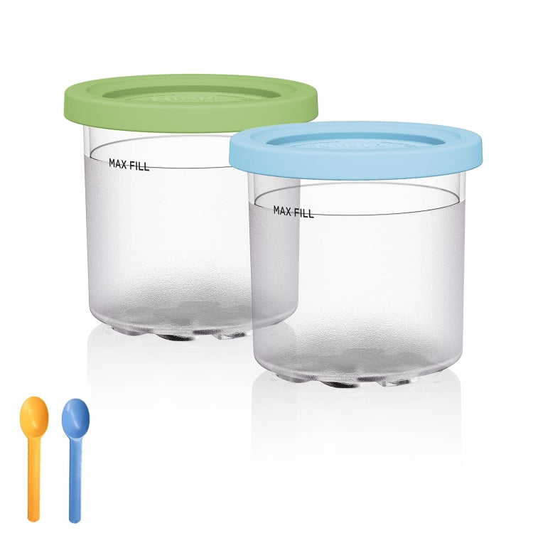 For Ninja NC299AMZ NC300 Ice Cream Storage Containers with Lids, Speci: 2 Cups+Spoon - Kitchen Machine Accessories by buy2fix | Online Shopping UK | buy2fix