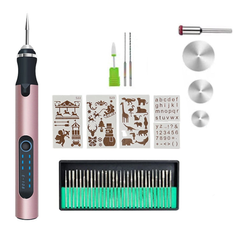 SNJ-3681 Mini Engraving Pen Wireless Polishing Electric Grinder(Rose Gold Carving Template Set) - Abrasive Tools & Accessories by buy2fix | Online Shopping UK | buy2fix