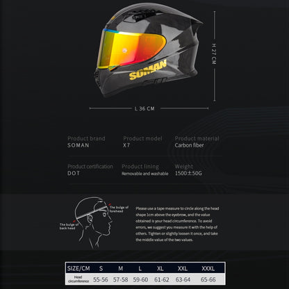 SOMAN Motorcycle Carbon Fiber Double Lens Thermal Safety Helmet, Size: M(Cheetah Print) - Helmets by SOMAN | Online Shopping UK | buy2fix