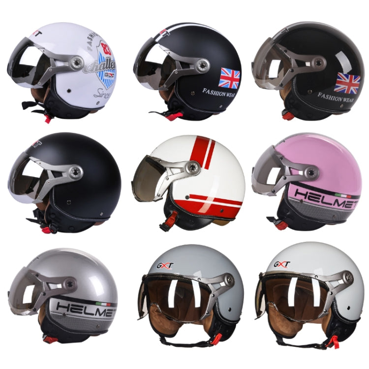 GXT Electric Vehicle Half Cover Helmet Four Seasons Retro Helmet, Size: XL(Matte Black Flower) - Helmets by GXT | Online Shopping UK | buy2fix