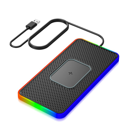 2 In 1 15W Car Mobile Phone Wireless Charger Non-slip Mat with Colorful Light USB Cable 1m - Wireless Charging Pads by buy2fix | Online Shopping UK | buy2fix