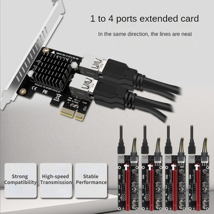 PCIE To PCI-E4 Port USB3.0 Expansion Card Graphics Card Extension(Half High Baffle) - Add-on Cards by buy2fix | Online Shopping UK | buy2fix