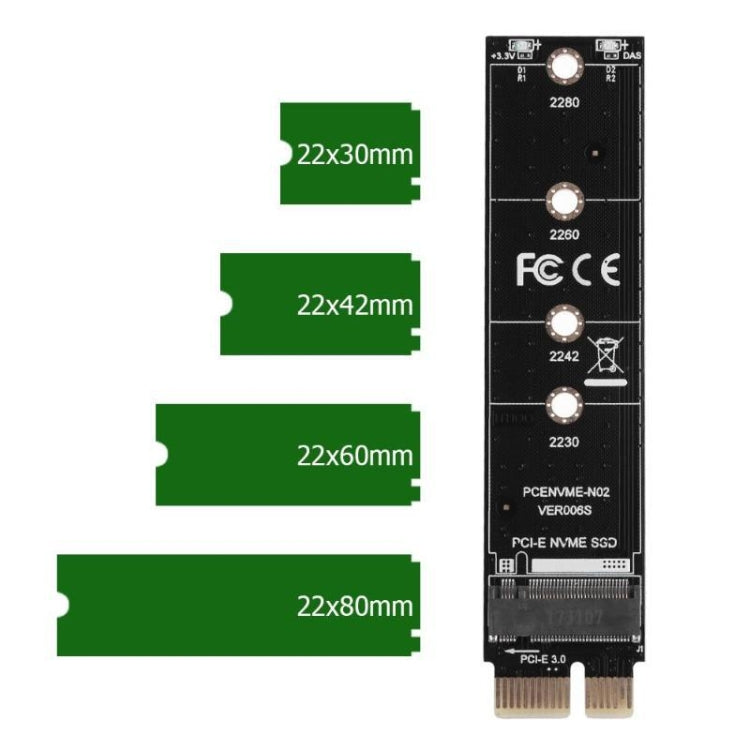 PCI-E 1X To M.2 NVME KEY-M SSD Riser Card Adapter Without Baffle - Add-on Cards by buy2fix | Online Shopping UK | buy2fix