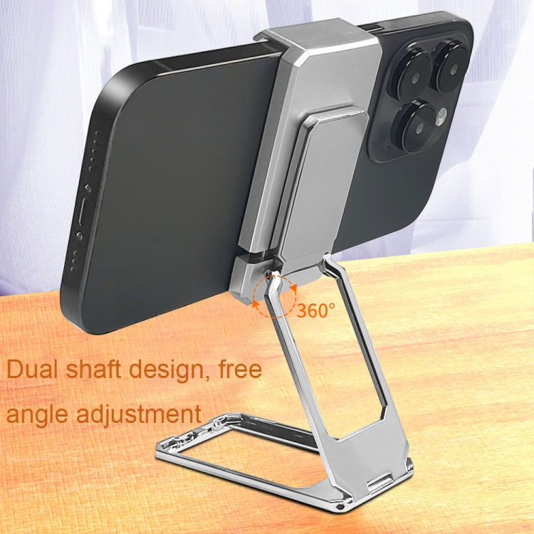 Back Clip Double Ring Magnetic Metal Folding Phone Bracket Desktop Lazy Ring Phone Holder(Silver) - Ring Holder by buy2fix | Online Shopping UK | buy2fix