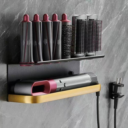 For Dyson Airwrap Wall-mounted Shelf Storage Rack, Color: B Type Black Gold - Shelves by buy2fix | Online Shopping UK | buy2fix