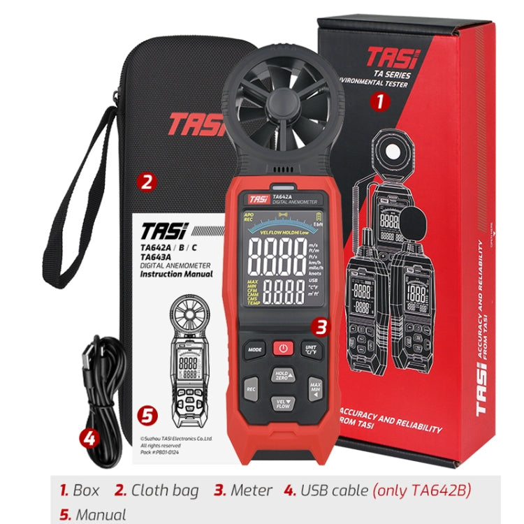 TASI TA642C Portable Digital Wind Speed Meter Air Volume Tester - Tachometers & Anemometer by TASI | Online Shopping UK | buy2fix