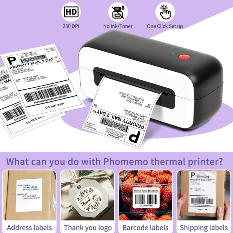 Phomemo PM246S Address Label Printer Thermal Paper Express E-Manifest Printer, Size: EU(Pink) - Printer by Phomemo | Online Shopping UK | buy2fix