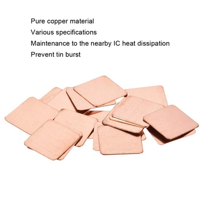 20pcs Laptop Cooling Copper Heat Sink Thermal Conductive Tabs Cell Phone Computer Graphics Card Heat Sinks 15x15x1.2mm - Others by buy2fix | Online Shopping UK | buy2fix