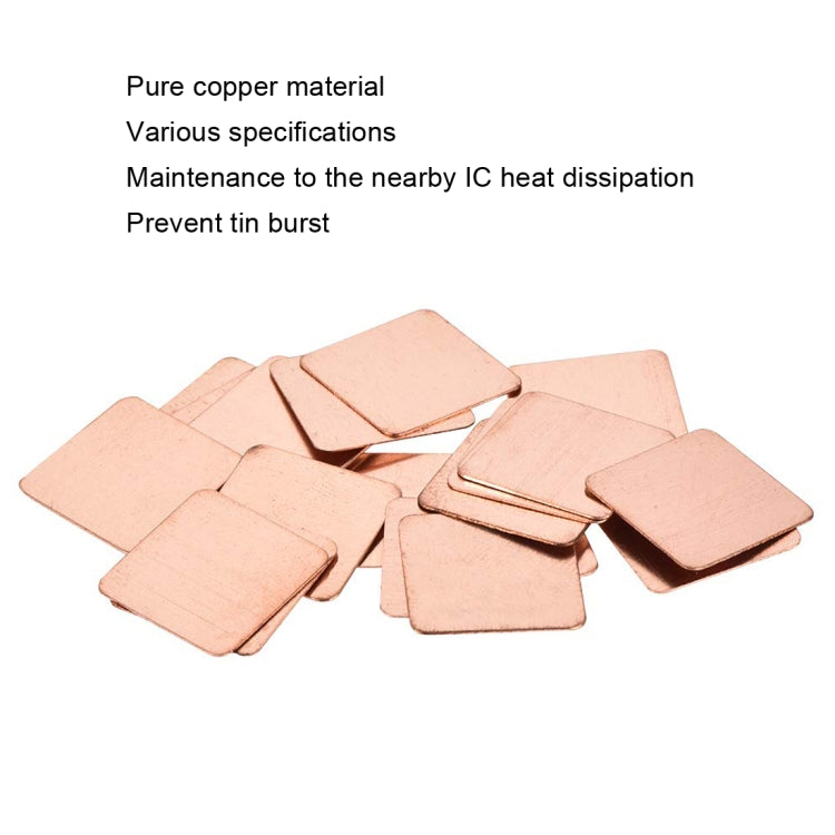 20pcs Laptop Cooling Copper Heat Sink Thermal Conductive Tabs Cell Phone Computer Graphics Card Heat Sinks 20x20x0.3mm - Others by buy2fix | Online Shopping UK | buy2fix