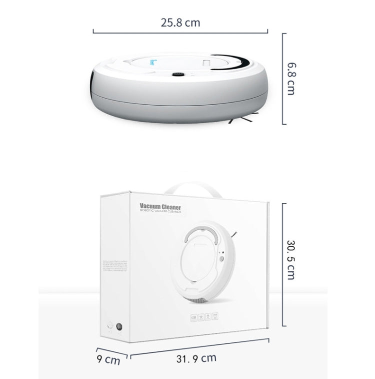 3-in-1 1800pa Smart Cleaning Robot Rechargeable Auto Robotic Vacuum Dry Wet Mopping Cleaner(White) - Robot Vacuum Cleaner by buy2fix | Online Shopping UK | buy2fix