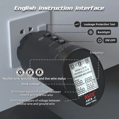 BSIDE ASTS Circuit Analyzer Plug Power Tester EU Plug - Current & Voltage Tester by BSIDE | Online Shopping UK | buy2fix