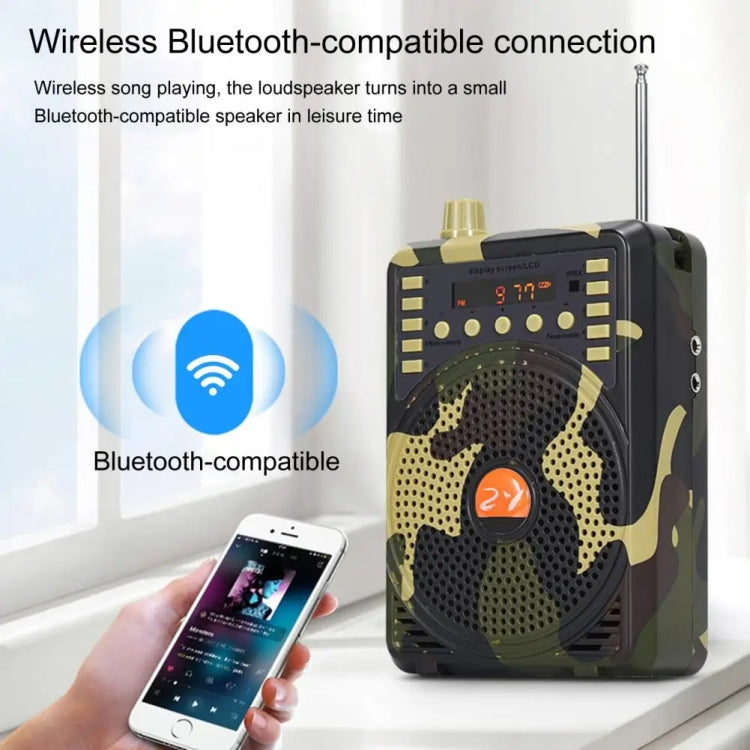 48W Wireless Bluetooth Voice Amplifier with Remote Control Supports USB/TF Card Playback UK Plug(Camouflage) - Midrange Speaker & Frequency Divider by buy2fix | Online Shopping UK | buy2fix
