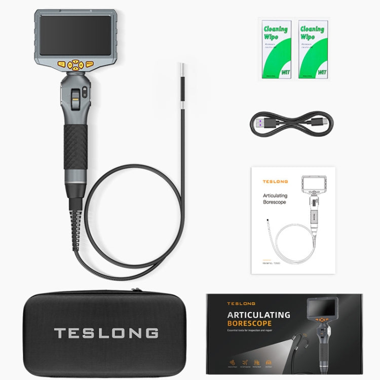 Teslong TD500 HD 5 Inch Large Screen 360 Degree Dual Steering Borescope Industrial Components Overhaul -  by Teslong | Online Shopping UK | buy2fix