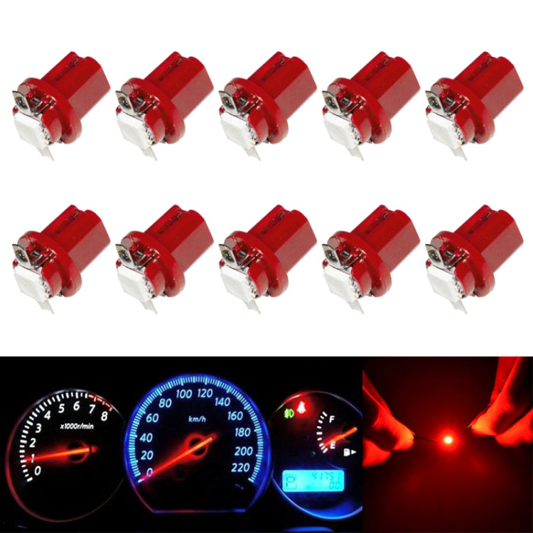 10 PCS T8.5 5050 Led 1 SMD Car Gauge Dash Bulb Dashboard Instrument Light Wedge Interior Lamp(Red) - Instrument Lights by buy2fix | Online Shopping UK | buy2fix