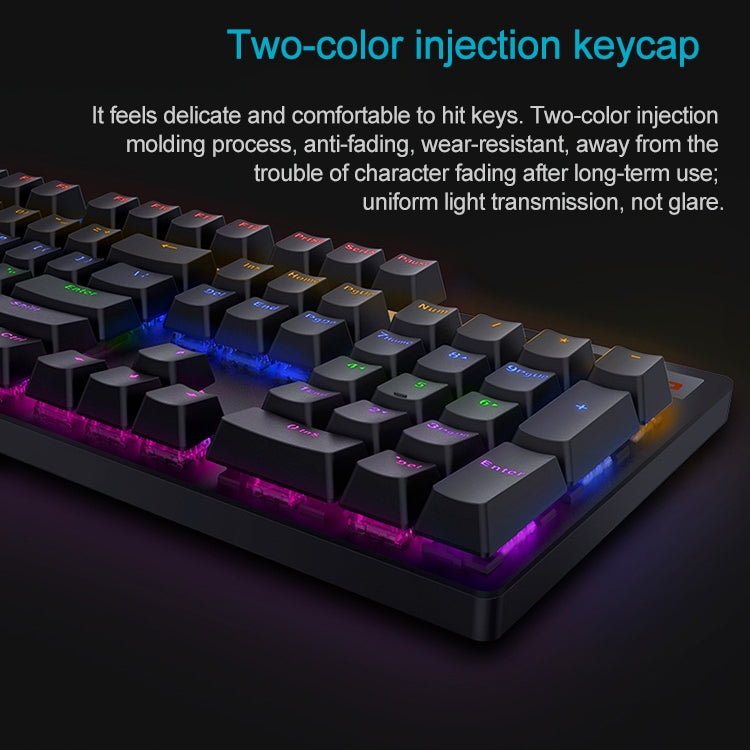 Rapoo V500 PRO Mixed Light 104 Keys Desktop Laptop Computer Game Esports Office Home Typing Wired Mechanical Keyboard(Green Shaft) - Wired Keyboard by Rapoo | Online Shopping UK | buy2fix