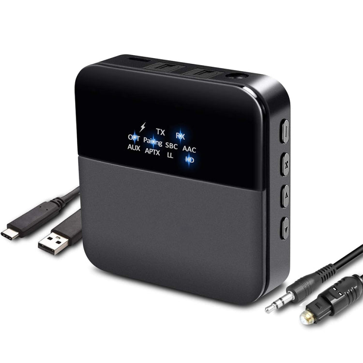 B20 2 in 1 Bluetooth 5.0 Audio Adapter Transmitter Receiver, Support Optical Fiber & AUX & LED Indicator - Apple Accessories by buy2fix | Online Shopping UK | buy2fix